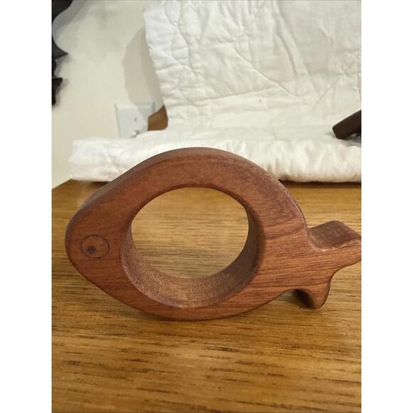 Vtg Handcrafted Wood Animal Napkin Rings 6 Pc Set Bunny Owl Bird Cute Whimsical - Picture 7 of 8